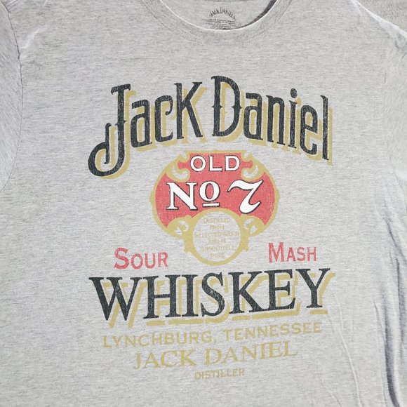 Jack‎ Daniel Men Shirt 2XL Gray Sour Mash Whiskey Graphic Short Sleeve Crew Neck - Picture 2 of 8